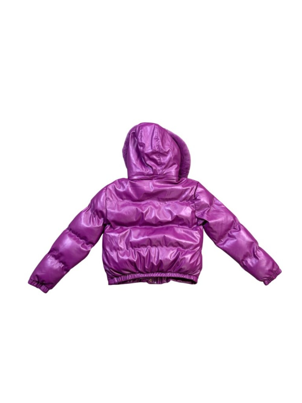 Fashion Nova Girls Purple Puffer Coat Faux Fur Hood Size 14 Y2K Winter - Picture 9 of 11